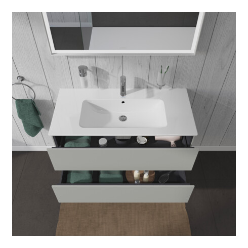 Duravit Meuble sous-lavabo L-Cube 102x48,1 cm, béton gris, 2 tiroirs, suspendu