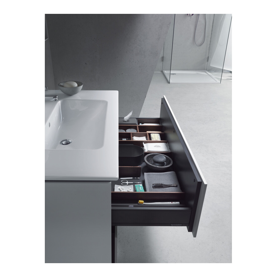 Duravit Meuble sous-lavabo L-Cube 102x48,1 cm, béton gris, 2 tiroirs, suspendu