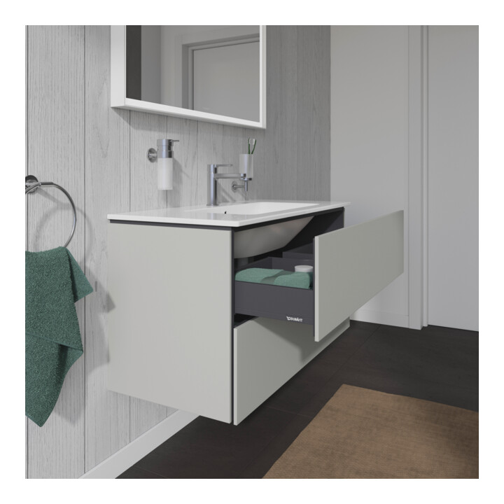 Duravit Meuble sous-lavabo L-Cube 102x48,1 cm, béton gris, 2 tiroirs, suspendu