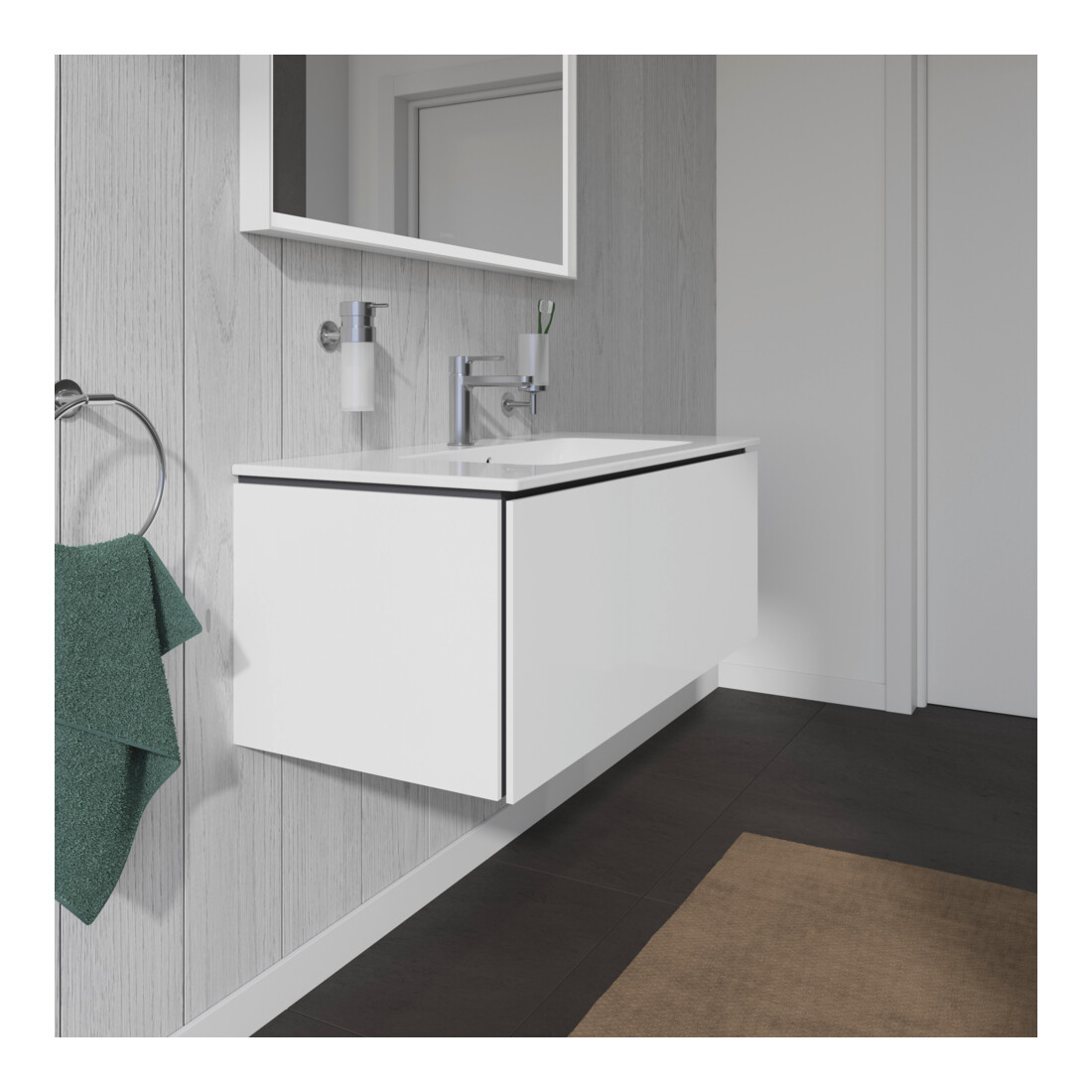 Duravit Meuble sous lavabo L-Cube 102x48,1 cm, blanc brillant, 1 tiroir, suspendu