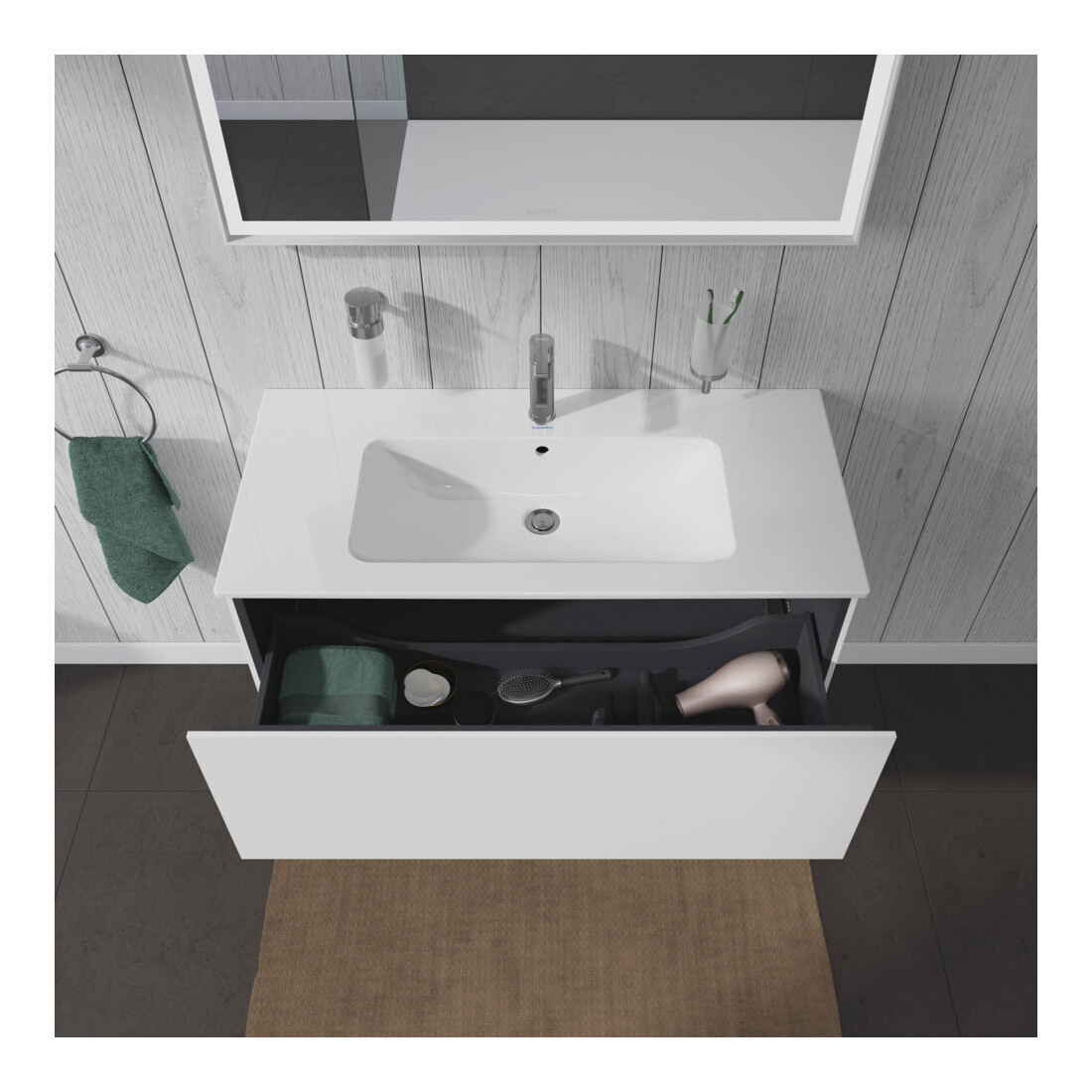 Duravit Meuble sous lavabo L-Cube 102x48,1 cm, blanc brillant, 1 tiroir, suspendu