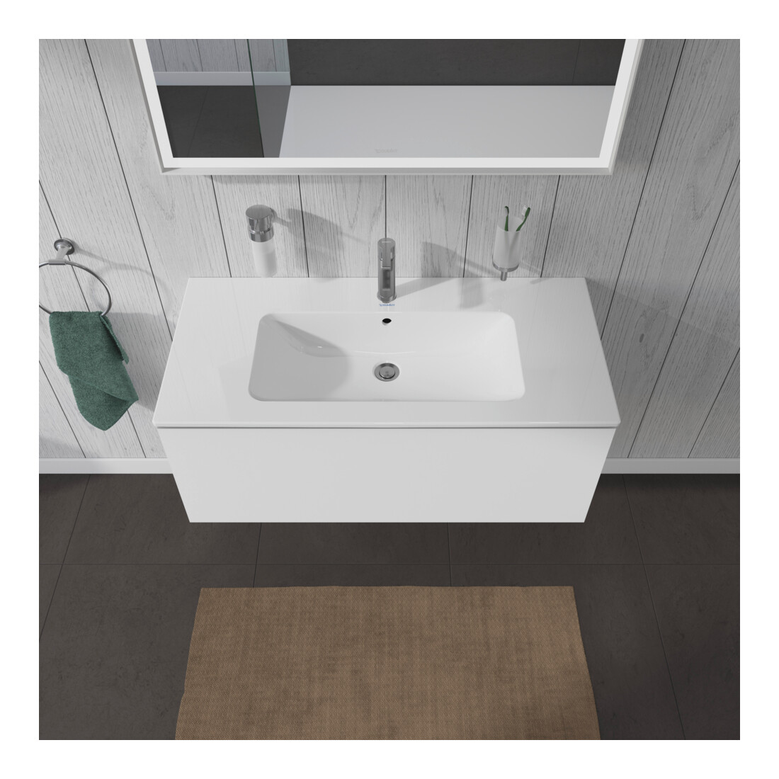 Duravit Meuble sous lavabo L-Cube 102x48,1 cm, blanc brillant, 1 tiroir, suspendu