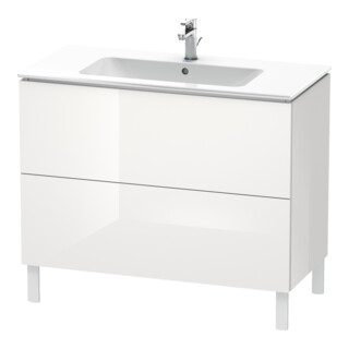Duravit Meuble sous lavabo L-Cube 102x48,1 cm, blanc brillant, 2 tiroirs, sur pied