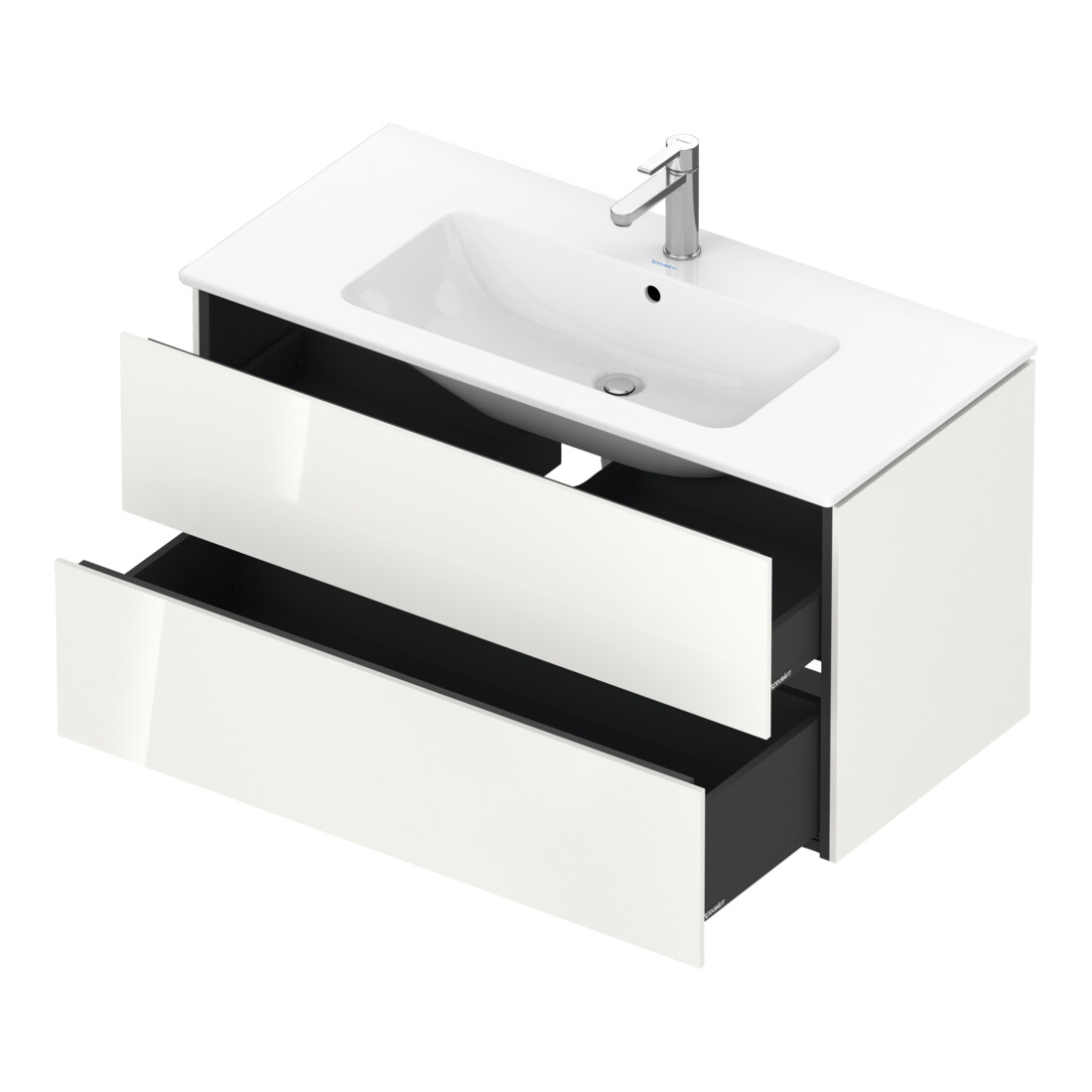 Duravit Meuble sous lavabo L-Cube 102x48,1 cm, blanc brillant, 2 tiroirs, suspendu