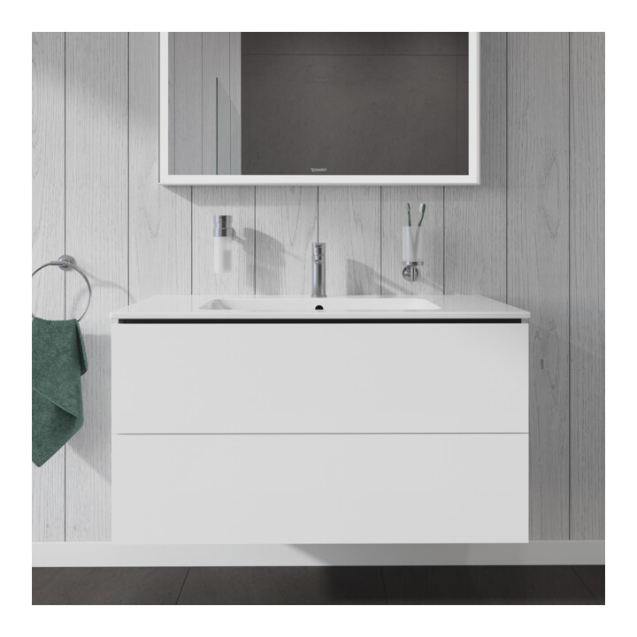 Duravit Meuble sous lavabo L-Cube 102x48,1 cm, blanc brillant, 2 tiroirs, suspendu