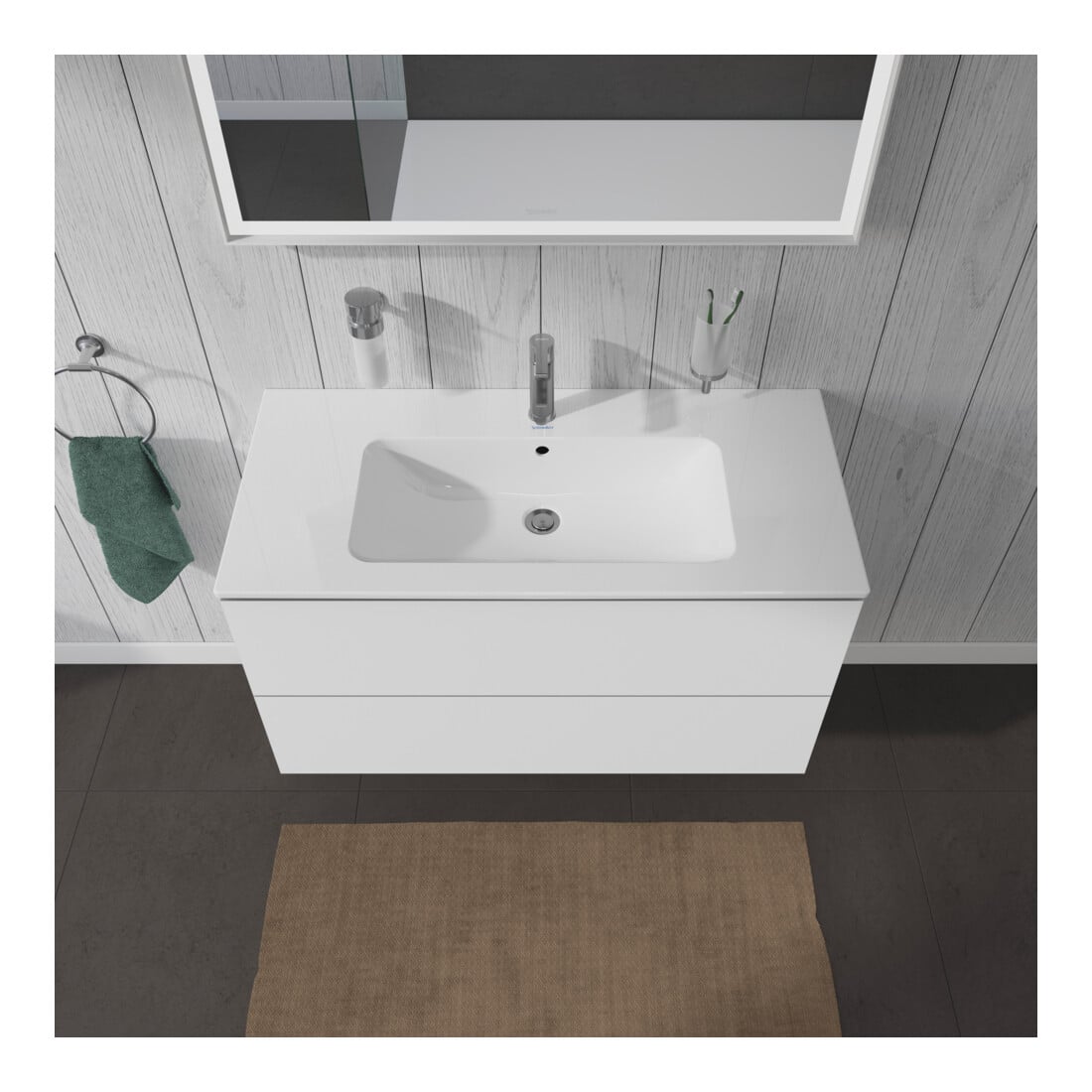 Duravit Meuble sous lavabo L-Cube 102x48,1 cm, blanc brillant, 2 tiroirs, suspendu