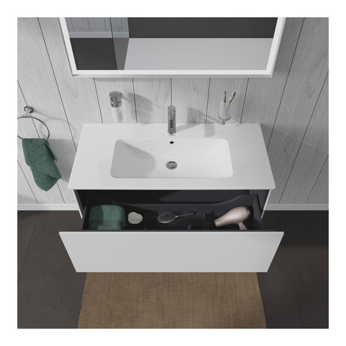 Duravit Meuble sous lavabo L-Cube 102x48,1 cm, blanc mat, 1 tiroir, suspendu