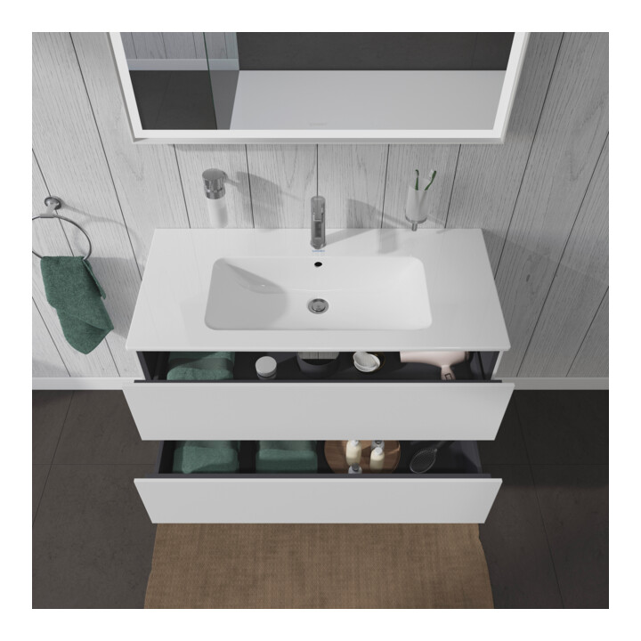 Duravit Meuble sous lavabo L-Cube 102x48,1 cm, blanc mat, 2 tiroirs, suspendu