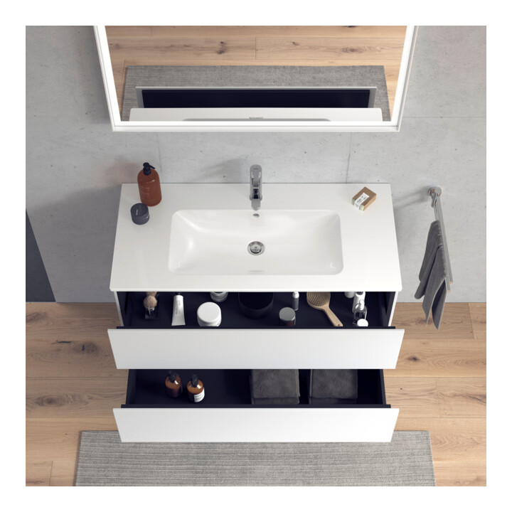 Duravit Meuble sous lavabo L-Cube 102x48,1 cm, blanc mat, 2 tiroirs, suspendu