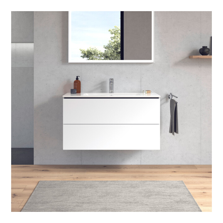Duravit Meuble sous lavabo L-Cube 102x48,1 cm, blanc mat, 2 tiroirs, suspendu