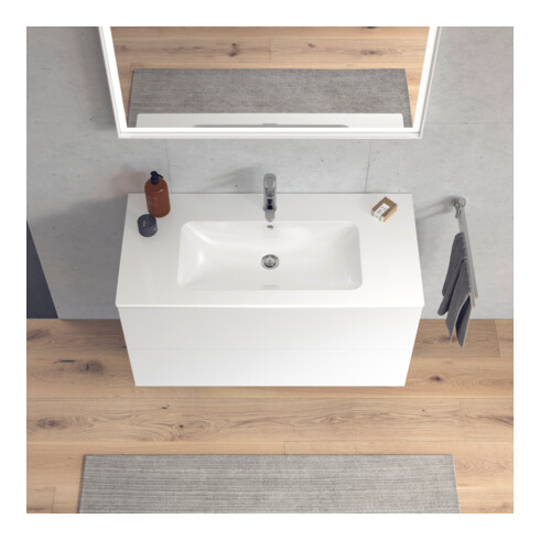Duravit Meuble sous lavabo L-Cube 102x48,1 cm, blanc mat, 2 tiroirs, suspendu