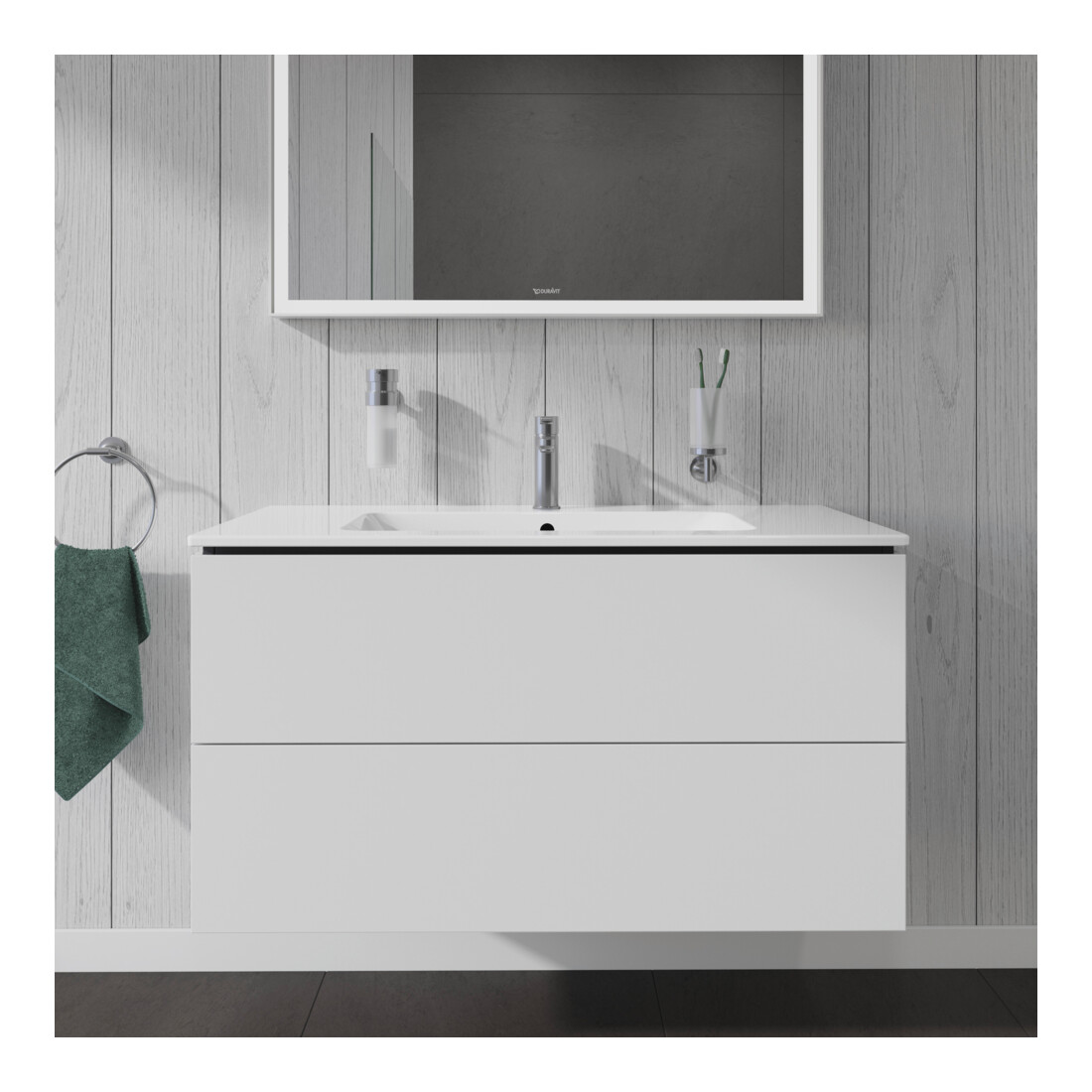 Duravit Meuble sous lavabo L-Cube 102x48,1 cm, blanc mat, 2 tiroirs, suspendu