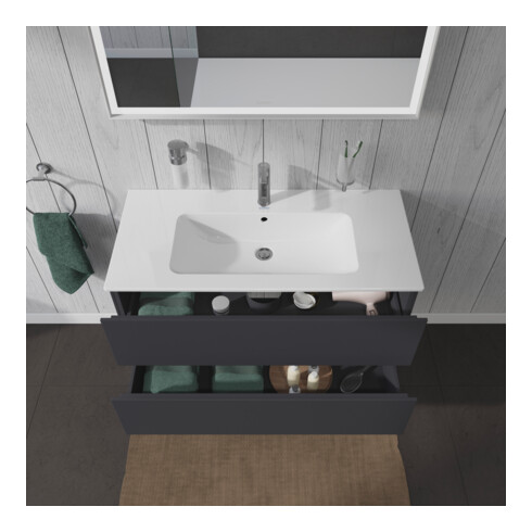 Duravit Meuble sous lavabo L-Cube 102x48,1 cm, graph ma, 2 tiroirs, suspendu