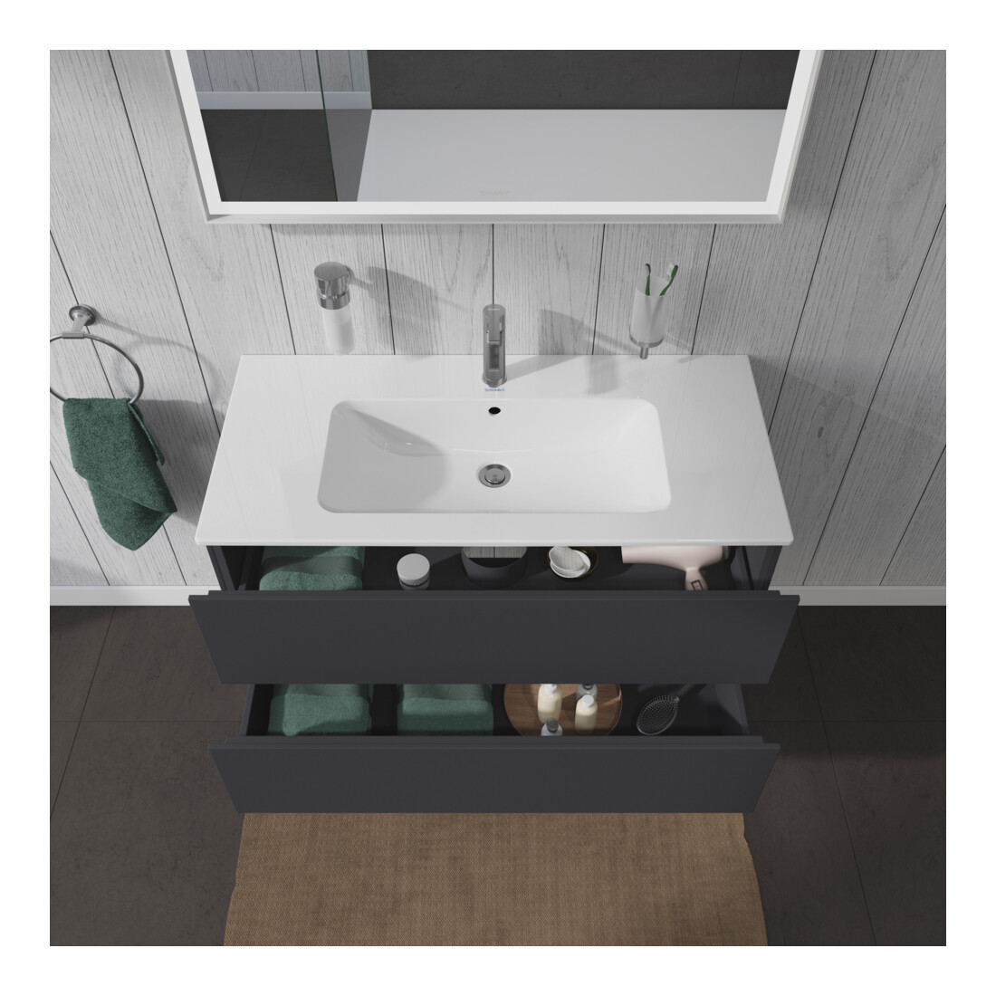 Duravit Meuble sous lavabo L-Cube 102x48,1 cm, graph ma, 2 tiroirs, suspendu