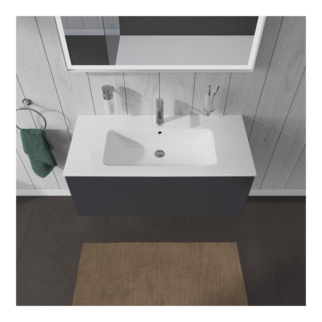 Duravit Meuble sous-lavabo L-Cube 102x48,1 cm, graphite mat, 1 tiroir, suspendu