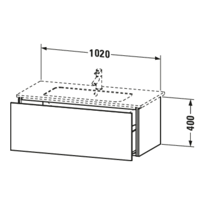 Duravit Meuble sous-lavabo L-Cube 102x48,1 cm, graphite mat, 1 tiroir, suspendu