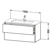 Duravit Meuble sous-lavabo L-Cube 102x48,1 cm, graphite mat, 2 tiroirs, suspendu-2