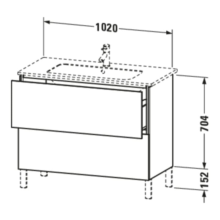 Duravit Meuble sous lavabo L-Cube 102x48,1 cm, lin, 2 tiroirs, posé