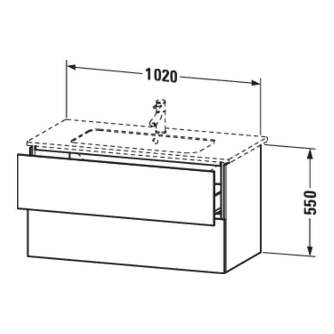 Duravit Meuble sous-lavabo L-Cube 102x48,1 cm, méd. chêne, 2 tiroirs, suspendu