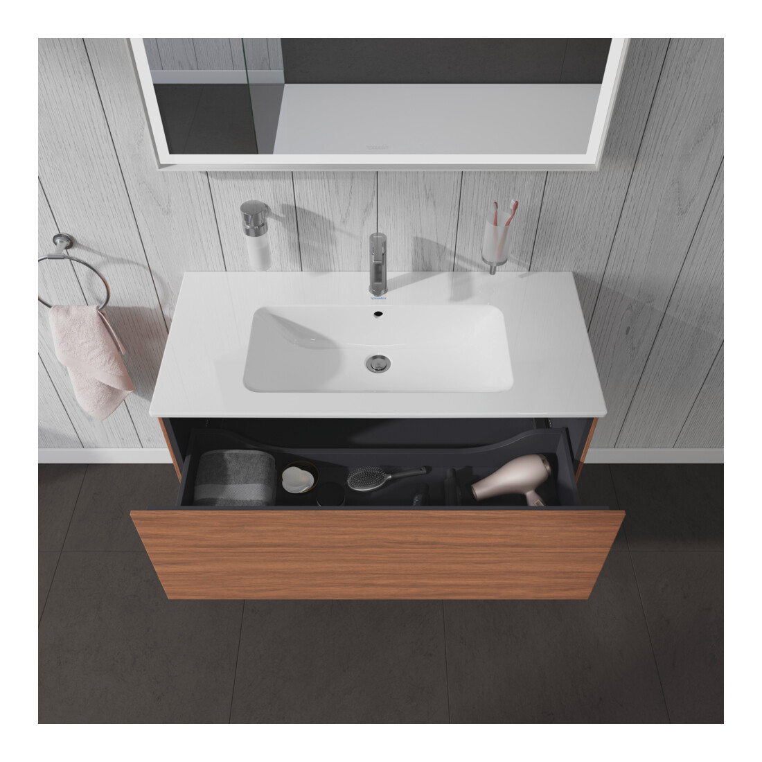 Duravit Meuble sous lavabo L-Cube 102x48,1 cm, noyer naturel, 1 tiroir, suspendu
