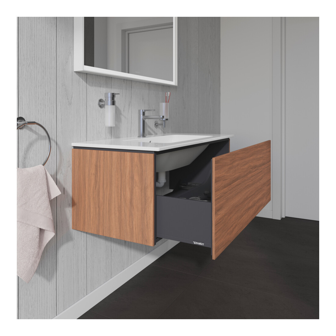 Duravit Meuble sous lavabo L-Cube 102x48,1 cm, noyer naturel, 1 tiroir, suspendu