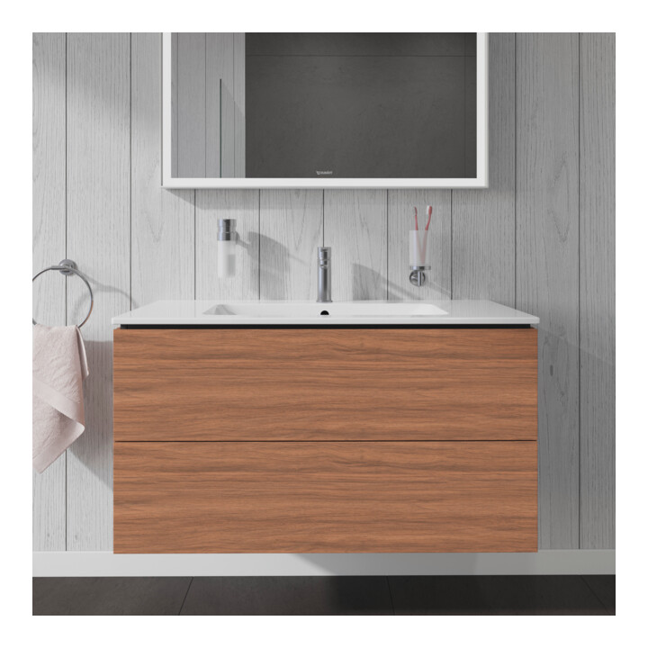 Duravit Meuble sous lavabo L-Cube 102x48,1 cm, noyer naturel, 2 tiroirs, suspendu