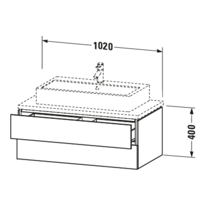 Duravit Meuble sous lavabo L-Cube 102x54,7 cm, E d geb., pour console, 2 tiroirs