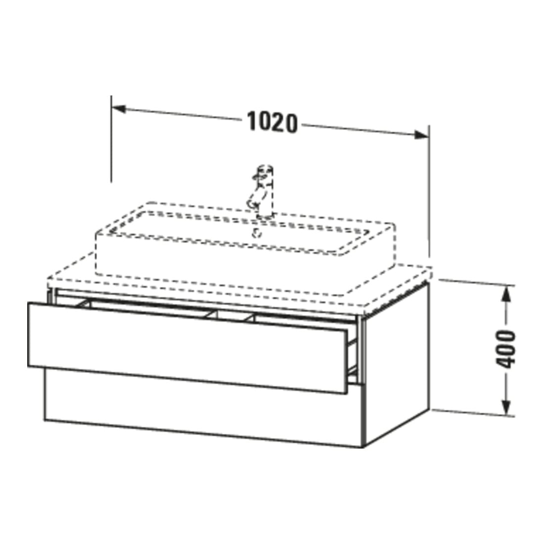Duravit Meuble sous lavabo L-Cube 102x54,7 cm, E d geb., pour console, 2 tiroirs