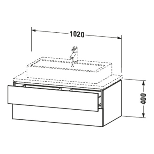 Duravit Meuble sous lavabo L-Cube 102x54,7 cm, gris mat, avec console, 2 tiroirs