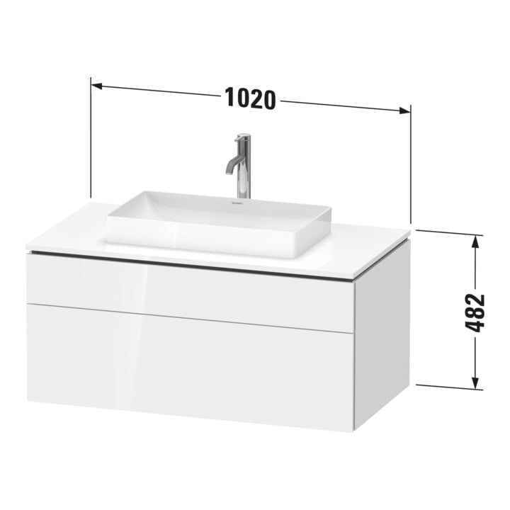 Duravit Meuble sous lavabo L-Cube 102x55 cm, blanc mat, 1 porte, 1 tiroir, suspendu