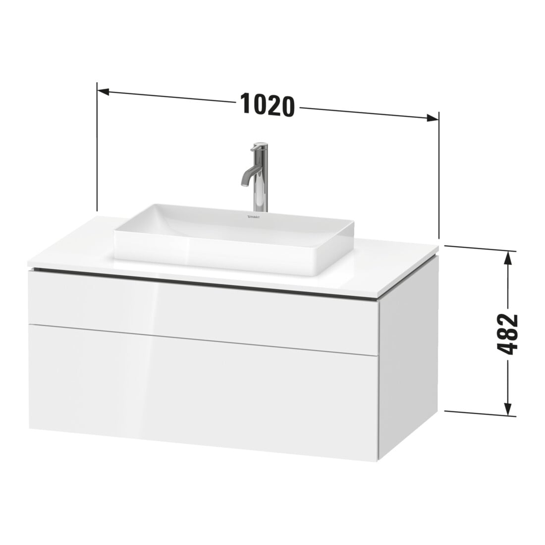 Duravit Meuble sous lavabo L-Cube 102x55 cm, blanc mat, 1 porte, 1 tiroir, suspendu