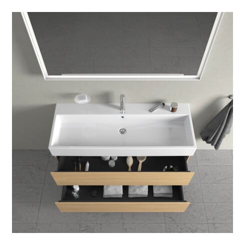 Duravit Meuble sous lavabo L-Cube 118,4 x 45,9 cm, blanc œuf, 2 tiroirs, suspendu