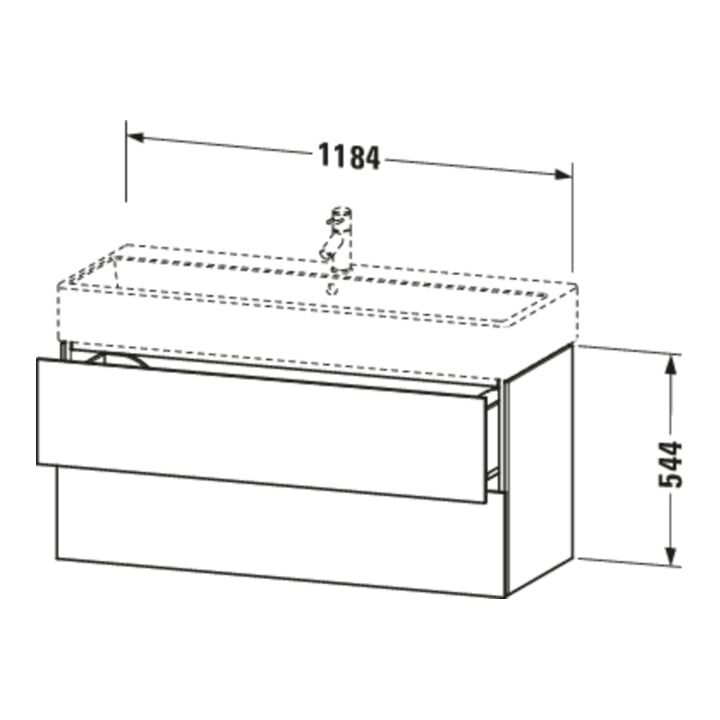 Duravit Meuble sous lavabo L-Cube 118,4 x 45,9 cm, chêne, 2 tiroirs, suspendu