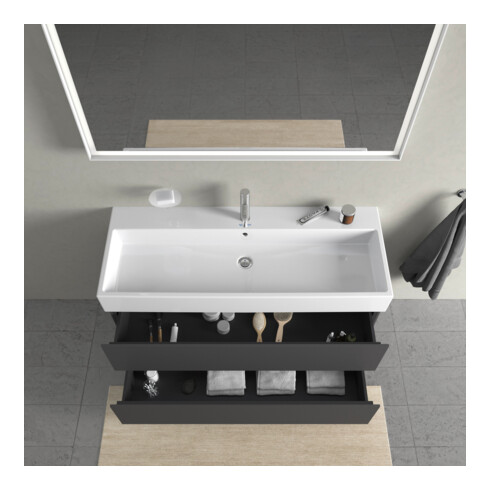 Duravit Meuble sous-lavabo L-Cube 118,4 x 45,9 cm, graph ma, 2 tiroirs, suspendu
