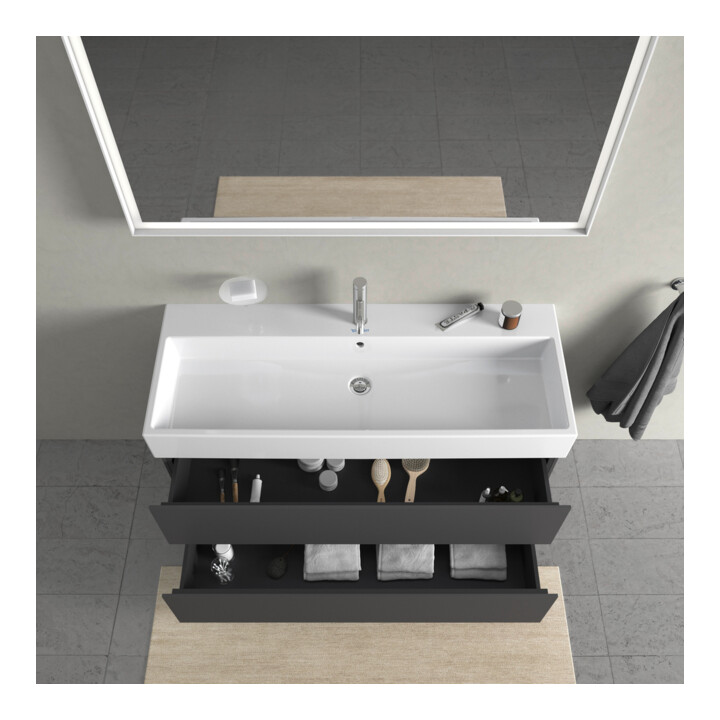 Duravit Meuble sous-lavabo L-Cube 118,4 x 45,9 cm, graph ma, 2 tiroirs, suspendu
