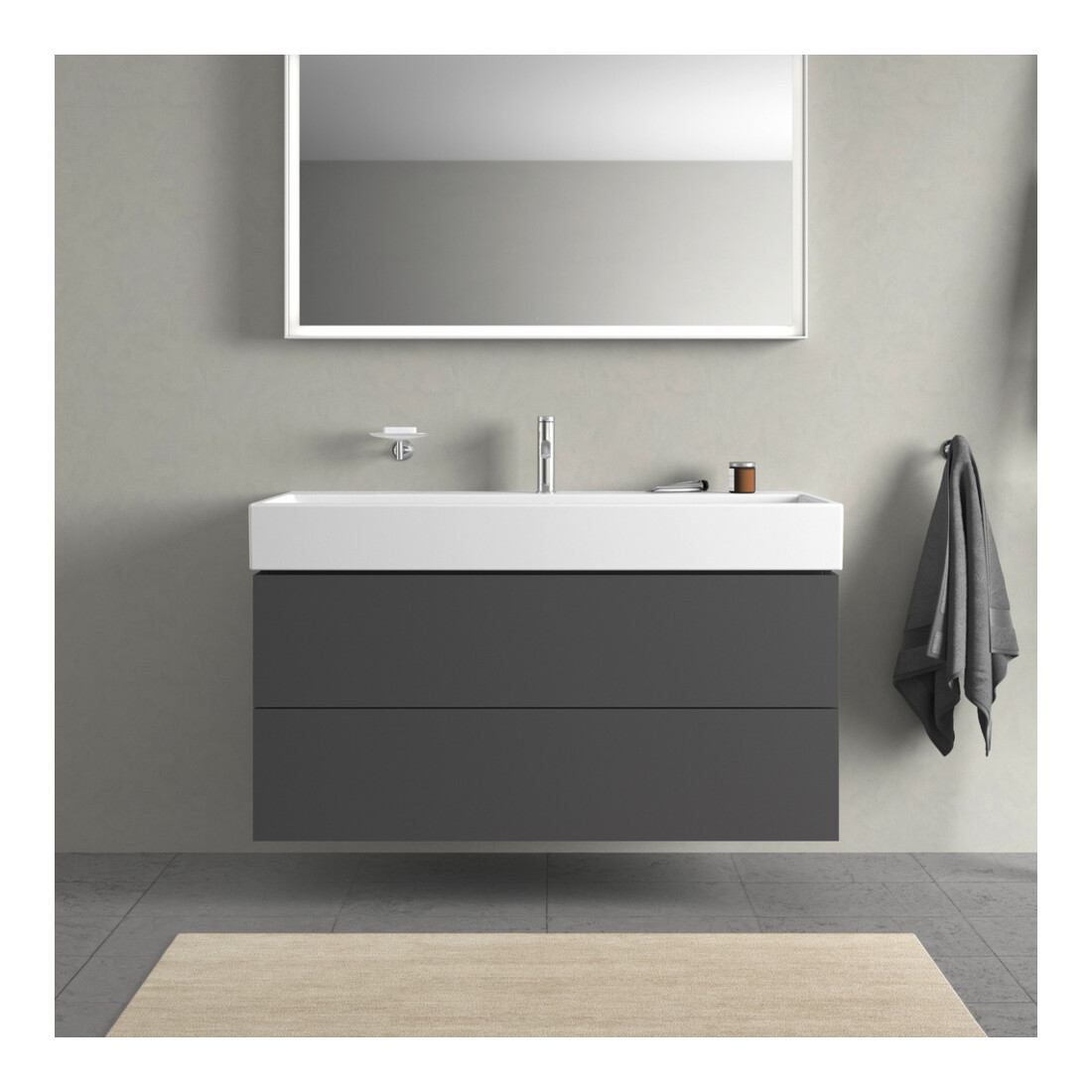 Duravit Meuble sous-lavabo L-Cube 118,4 x 45,9 cm, graph ma, 2 tiroirs, suspendu