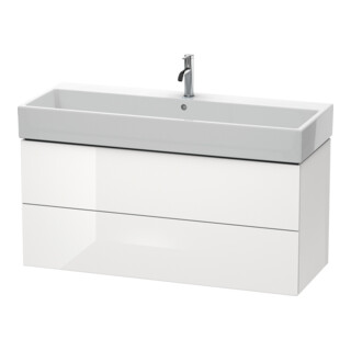 Duravit Meuble sous lavabo L-Cube 118,4x45,9 cm, blanc brillant, 2 tiroirs, suspendu