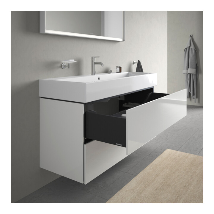 Duravit Meuble sous lavabo L-Cube 118,4x45,9 cm, blanc brillant, 2 tiroirs, suspendu