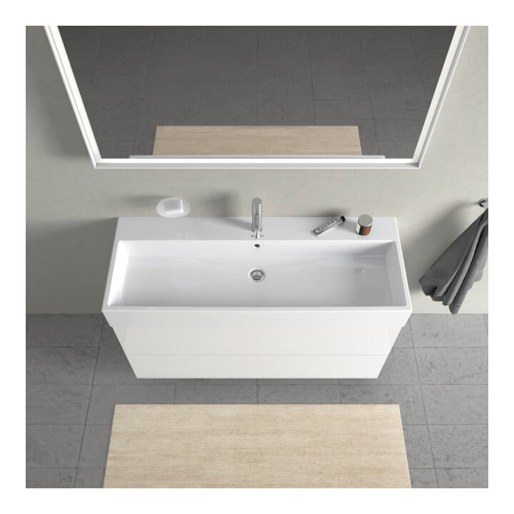 Duravit Meuble sous lavabo L-Cube 118,4x45,9 cm, blanc brillant, 2 tiroirs, suspendu