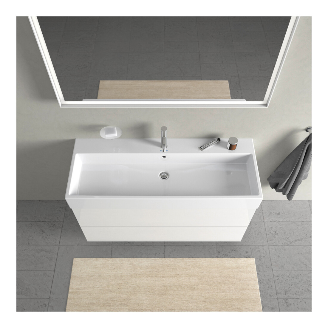 Duravit Meuble sous lavabo L-Cube 118,4x45,9 cm, blanc brillant, 2 tiroirs, suspendu