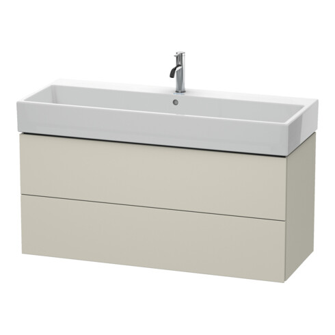Duravit Meuble sous lavabo L-Cube 118,4x45,9 cm, Tau mat, 2 tiroirs, suspendu