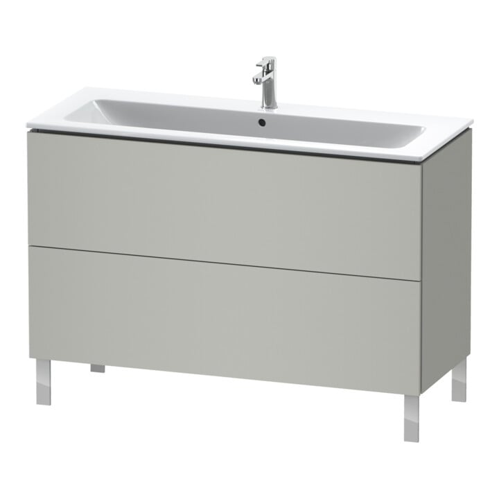 Duravit Meuble sous lavabo L-Cube 122x48,1 cm, béton gris, 2 tiroirs, sur pied