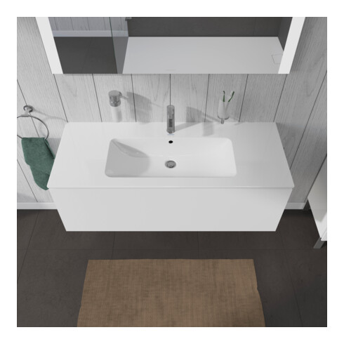 Duravit Meuble sous lavabo L-Cube 122x48,1 cm, blanc brillant, 1 tiroir, suspendu