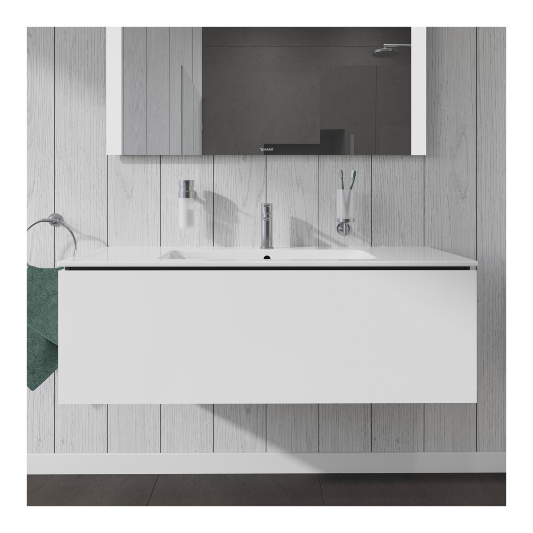 Duravit Meuble sous lavabo L-Cube 122x48,1 cm, blanc brillant, 1 tiroir, suspendu