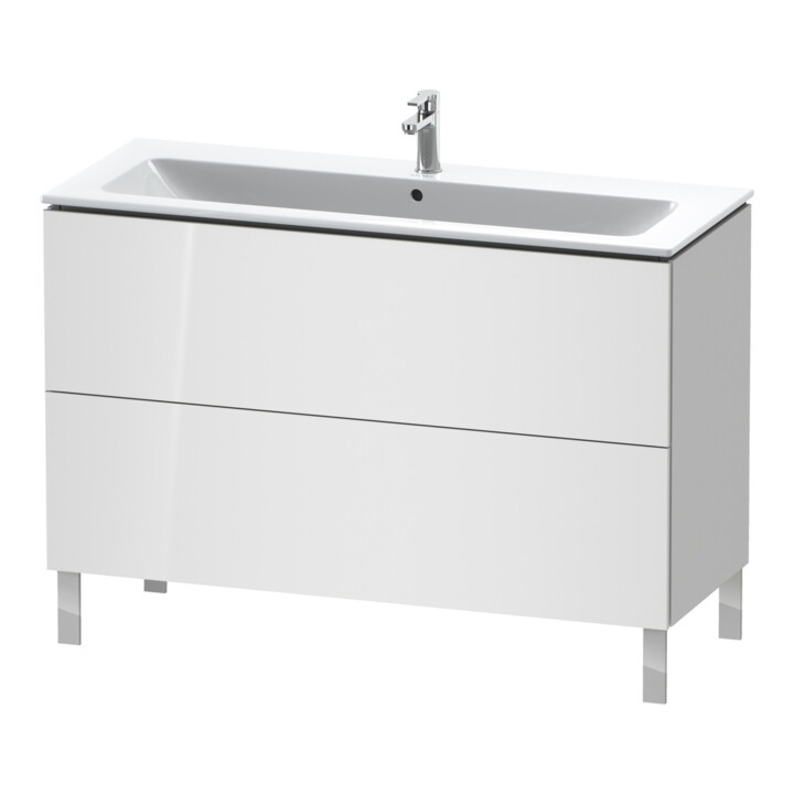 Duravit Meuble sous lavabo L-Cube 122x48,1 cm, blanc brillant, 2 tiroirs, debout