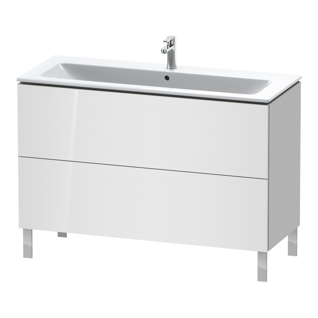 Duravit Meuble sous lavabo L-Cube 122x48,1 cm, blanc brillant, 2 tiroirs, debout