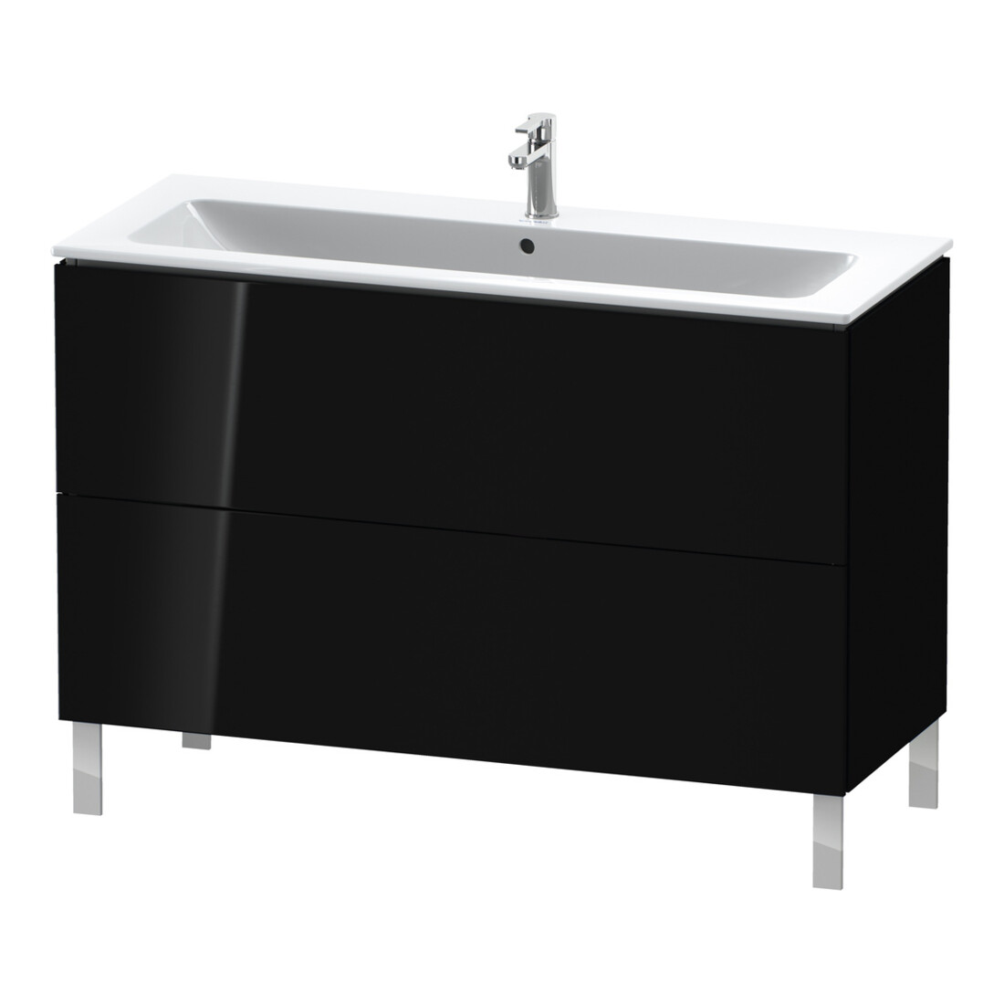 Duravit Meuble sous lavabo L-Cube 122x48,1 cm, blanc brillant, 2 tiroirs, sur pied