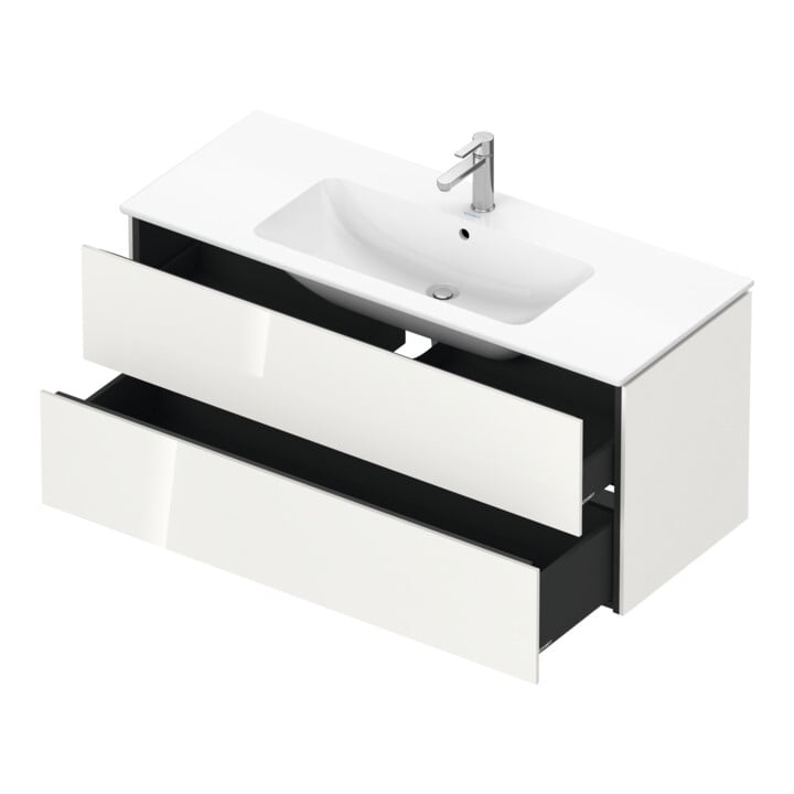 Duravit Meuble sous lavabo L-Cube 122x48,1 cm, blanc brillant, 2 tiroirs, suspendu