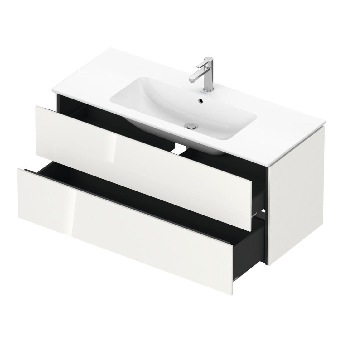 Duravit Meuble sous lavabo L-Cube 122x48,1 cm, blanc brillant, 2 tiroirs, suspendu