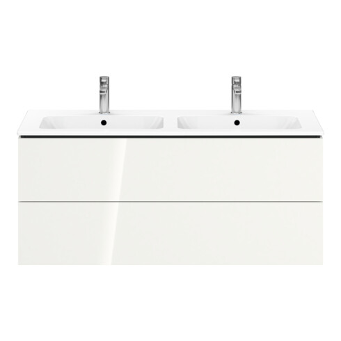 Duravit Meuble sous lavabo L-Cube 122x48,1 cm, blanc brillant, 2 tiroirs, suspendu
